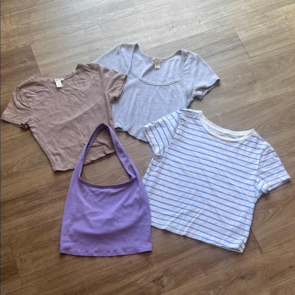 Jr. Lot sz. small crop tops & halter. Gry/Brn are Bozzolo-Tjmaxx,others Wild Fbl